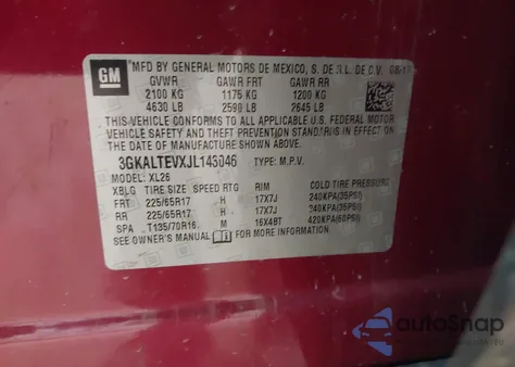 2018 GMC Terrain Sle from USA, damaged, VIN 3GKALTEVXJL143046